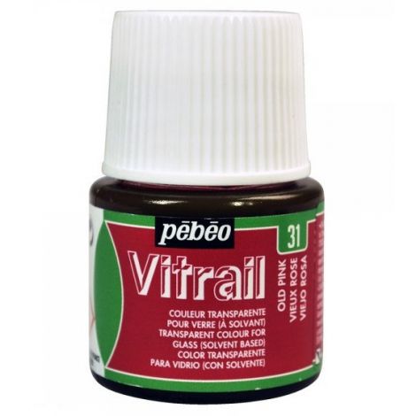 Farba witrażowa do szkła Pebeo Vitrail 45ml, Różowa/31 Old Pink transparentna